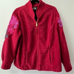 1X Bob Mackie EUC fleece stand up collar jacket